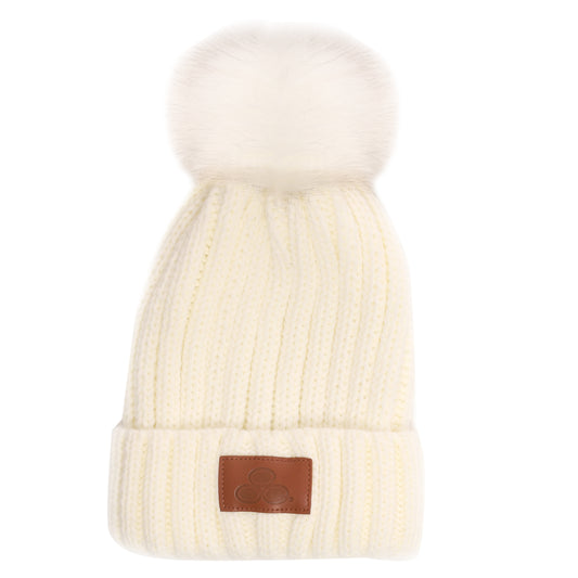 Fur Pom Pom Knit Beanie